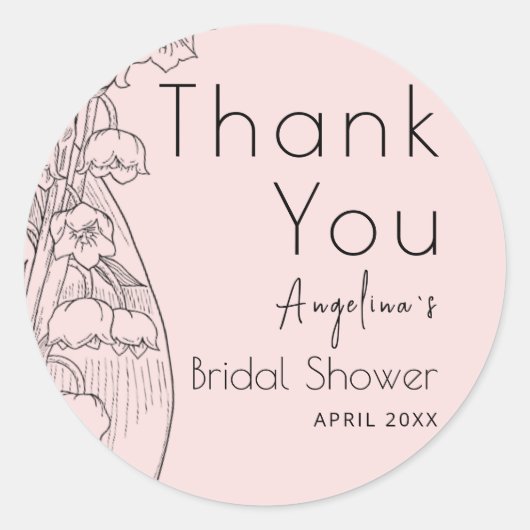 Bedanksticker voor bruidsfeest. ronde sticker (Voorkant)