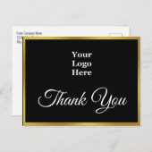 Bedankt 2-zijdige Black & Faux Gold Uw Logo hier Briefkaart (Voorkant / Achterkant)