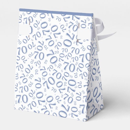 Bedankt 70e verjaardag blauw / wit getallenpatroon bedankdoosjes (Achterkant)