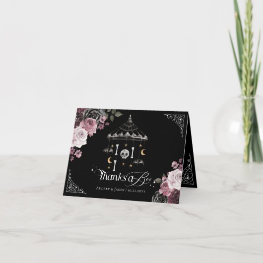 Bedankt a Boo Gothic Skeleton Mobiel Baby shower (Voorkant)