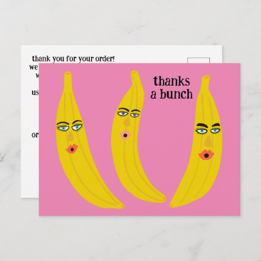 BEDANKT A BUNCH Funny Bananas BESTELLEN BEDANKT QR Briefkaart (Voorkant / Achterkant)