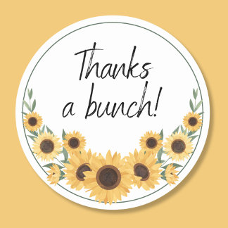 Bedankt a Bunch Zonnebloem Dank u Ronde Sticker