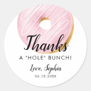 Bedankt A HOLE Bunch Donut Verjaardagsfeestje Favo Ronde Sticker
