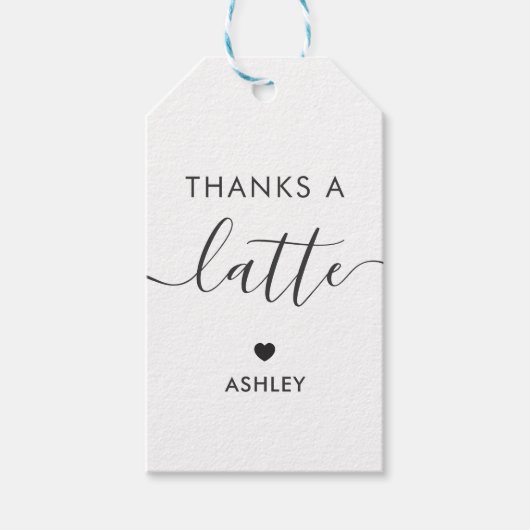 Bedankt a Latte Labels, Koffiegeschenk Label, Kraf Cadeaulabel (Voorkant)