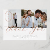 Bedankt Aangepaste monogram voor script 3 Foto Folie Uitnodiging (Voorkant)