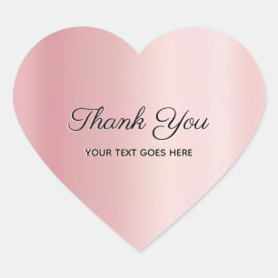 Bedankt Aangepaste Tekst Luxe Elegante Roze Goud Hart Sticker
