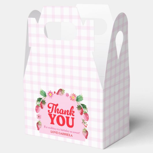 Bedankt aardbeien eerste verjaardag bedankdoosjes (Geopend)