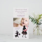 Bedankt Alice in Wonderland Baby fotokaart (Staand voorkant)