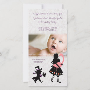 Bedankt Alice in Wonderland Baby fotokaart
