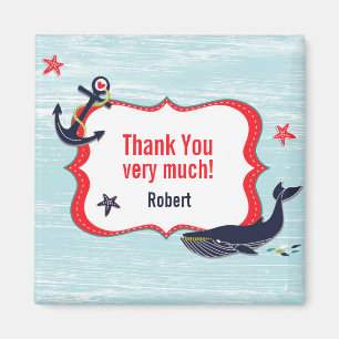 Bedankt Anchor Whale Birthday Magnet Magneet