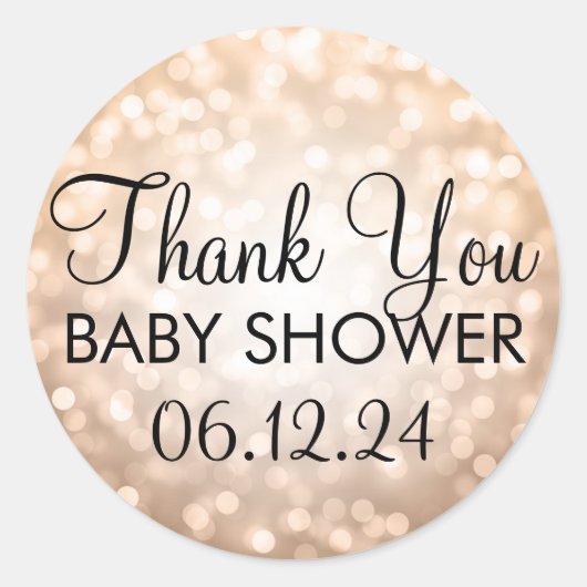 Bedankt Baby shower Copper Glitter Lights Ronde Sticker (Voorkant)
