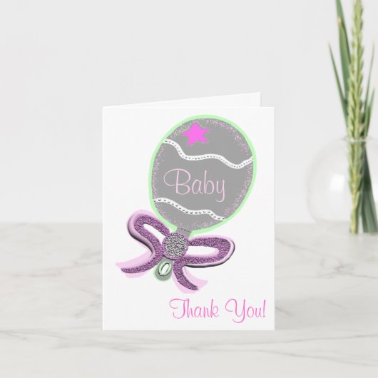 Bedankt Baby shower Elegant Pink Rattle (Voorkant)