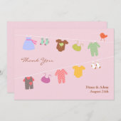 Bedankt Baby shower Flat Kaart (Voorkant / Achterkant)