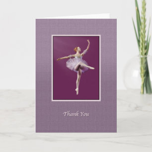 Bedankt, Ballerina in Paarse en witte kleuren Bedankkaart