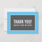 BEDANKT BAR MITZVAH minimalistisch rooster blauw g (Voorkant)