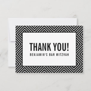BEDANKT BAR MITZVAH modern geometrisch zwart wit