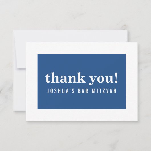 BEDANKT BAR MITZVAH modern minimalistisch marine b (Voorkant)