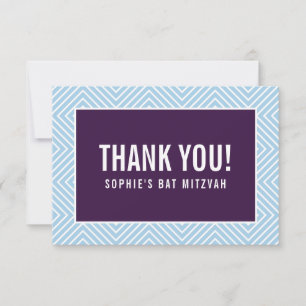 BEDANKT BAT MITZVAH moderne rand aubergine blauw