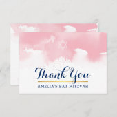 BEDANKT BAT MITZVAH moderne ster ROZE waterverf (Voorkant / Achterkant)