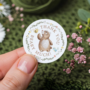 Bedankt Beary Much Gebreide Woodland Beer Floral Ronde Sticker