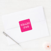 Bedankt, bedankt, fuchsia roze wit vierkante sticker (Envelop)