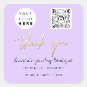 Bedankt Bedrijfsnaam Logo Qr-code Online winkelen  Vierkante Sticker