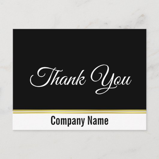 Bedankt Bedrijfsnaam Zwart Wit Goud 2-zijdig Briefkaart (Voorkant)