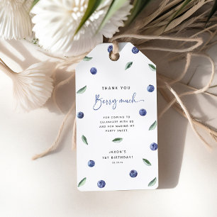 Bedankt 'Berry Much' Blueberry 1e verjaardag Cadeaulabel