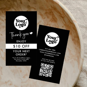 Bedankt Bestel Business Logo QR Code Black Retail Kortingskaartje