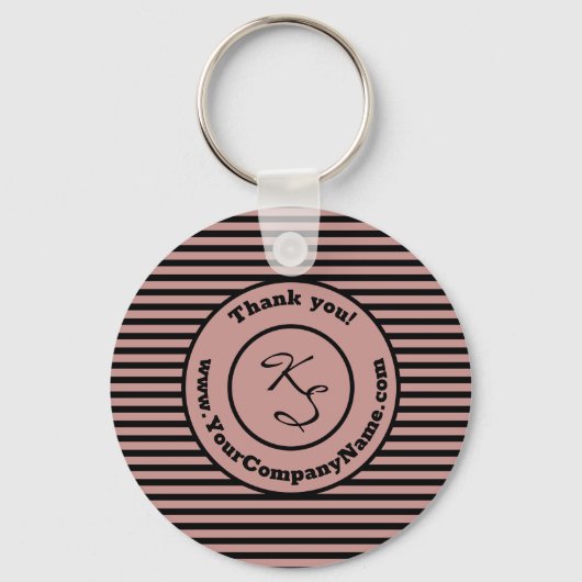 Bedankt Black Pink Custom Monogram, Bedrijfsnaam Sleutelhanger (Voorkant)