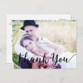 Bedankt Black Script Type Foto Briefkaart (Voorkant / Achterkant)