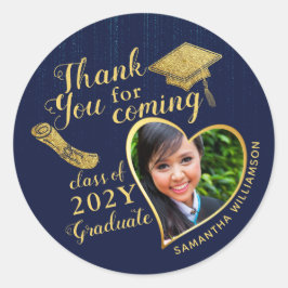 Bedankt Blauw en Goud 2025 Afstuderen Ronde Sticker