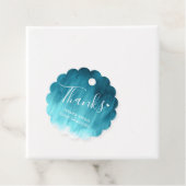 Bedankt blauwgroen aqua waterverf waskunst bruilof bedankjes labels (In situ)