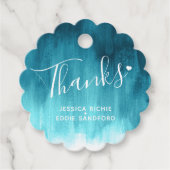 Bedankt blauwgroen aqua waterverf waskunst bruilof bedankjes labels (Voorkant)