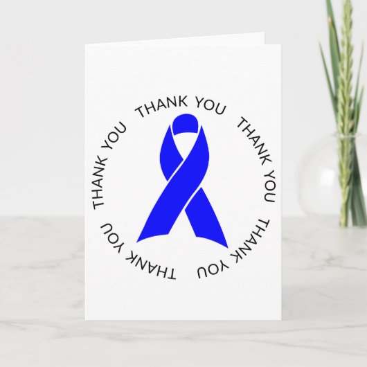 Bedankt Blue Awareness Ribbon Kaart (Voorkant)