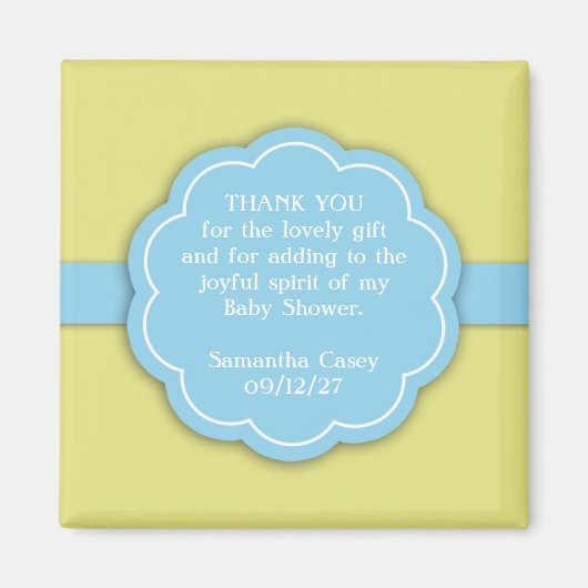 Bedankt Blue Baby shower Favor Magnet Magneet (Voorkant)