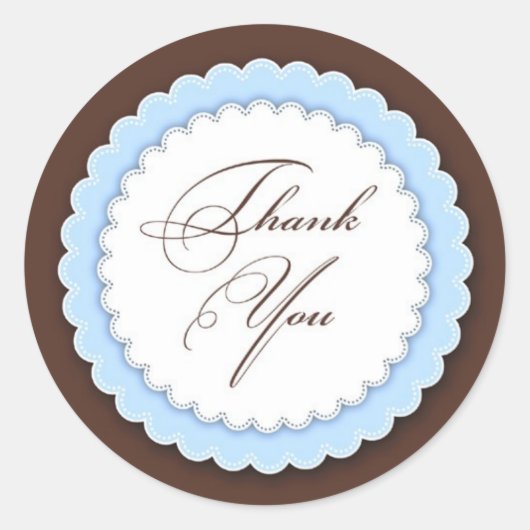 Bedankt Blue Brown Ronde Sticker (Voorkant)