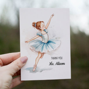 Bedankt Blue Waterverf Ballerina Dancer