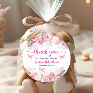 Bedankt Blush Rozen Baby shower Ronde Sticker