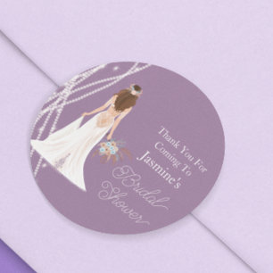 Bedankt Boho Brunette Hair Bride met parels Ronde Sticker