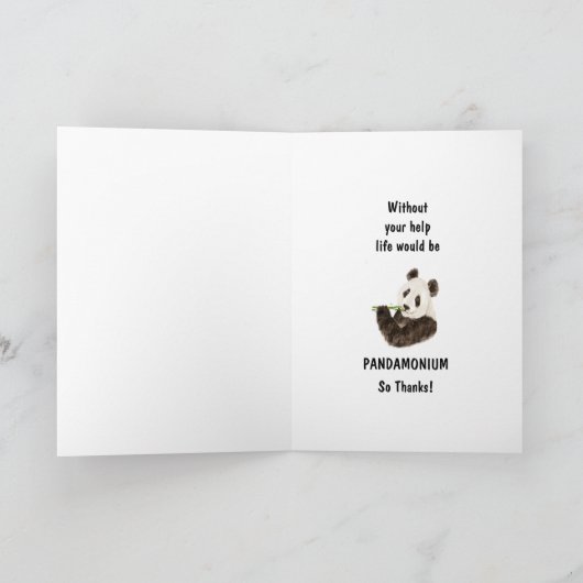 Bedankt Boss met het Beer van Funny Panda Kaart (Binnen)
