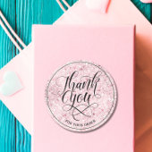 Bedankt branding Script blush roos gouden glitter Ronde Sticker