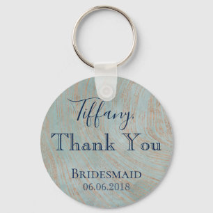 Bedankt Bridesmaid Blue en Koper Sleutelhanger