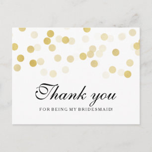 Bedankt Bridesmaid Faux Gold Foil Glitter Lichten Briefkaart