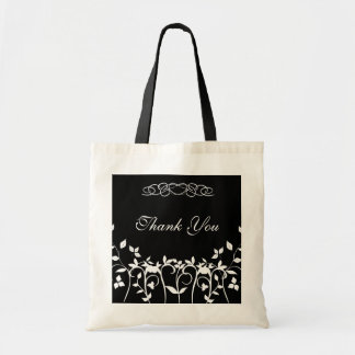 Bedankt Bridesmaid Gift Bag - Black White Floral Tote Bag
