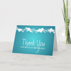 Bedankt Bridesmaid Grunge Hearts Turquoise