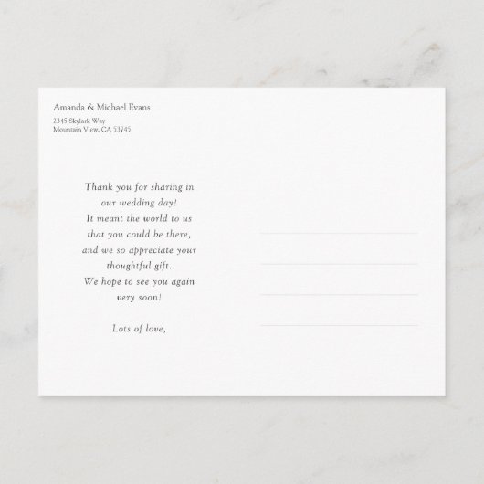 Bedankt Briefkaarten voor bruiloft met aangepaste  (Achterkant)