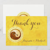 BEDANKT BRUILOFT KAART Gold YinYang duiven Harmony (Voorkant / Achterkant)