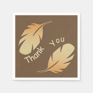 Bedankt Bruin Geel Gebogen Veren Waardering Servet