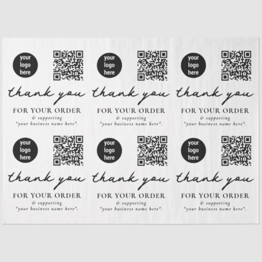 Bedankt Business Packaging Logo QR Code Tissuepapier (Voorkant)